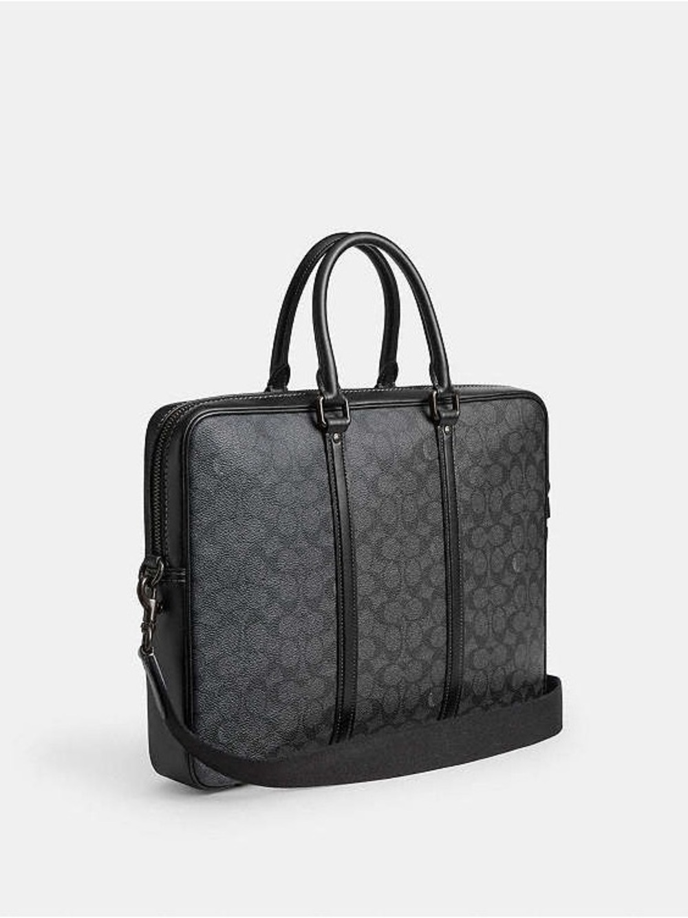 Coach Metropolitan Slim Briefcase in Signature CanvasCharcoal /Black NWT
